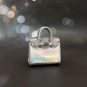 Holographic Leather Mini Handbag Charm ✨ Patent Trim